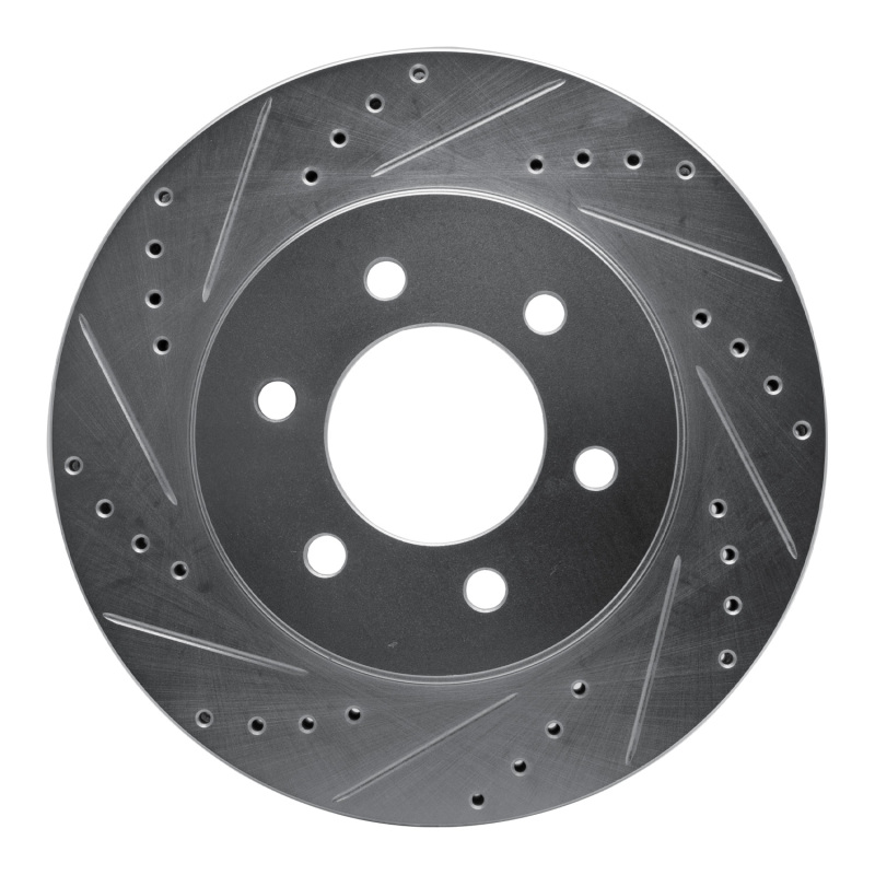 Ford Expedition Brake Rotor (1) - Front Left - R1 Concepts - Drilled & Slotted - Silver - `02-`06